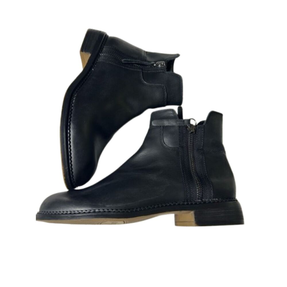 Franco Sarto Halford Leather Booties Ankle Boot Womens 5.5 Festival Zip Black